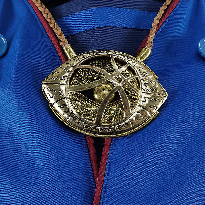 Doctor Strange Full Cosplay Costume Set – Red Cloak, Robe, Necklace & Ring (Handmade)