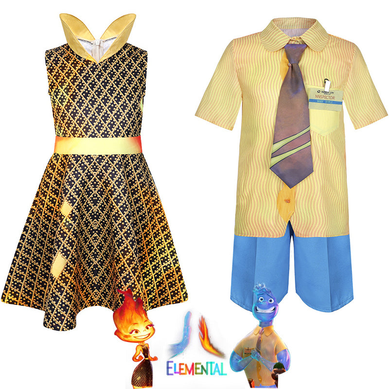 Elemental Ember Wade Cosplay Costume Fire Water Elemental Dress Uniform Halloween Party Suit