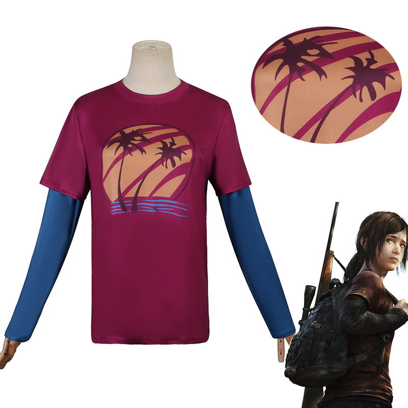The Last of Us Ellie Cosplay Costume Game Fake two-piece T-shirt Halloween Suit