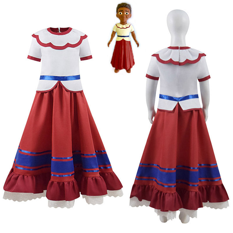 Encanto Filimo Cosplay Costume Red Dress Halloween Outfit For Girls