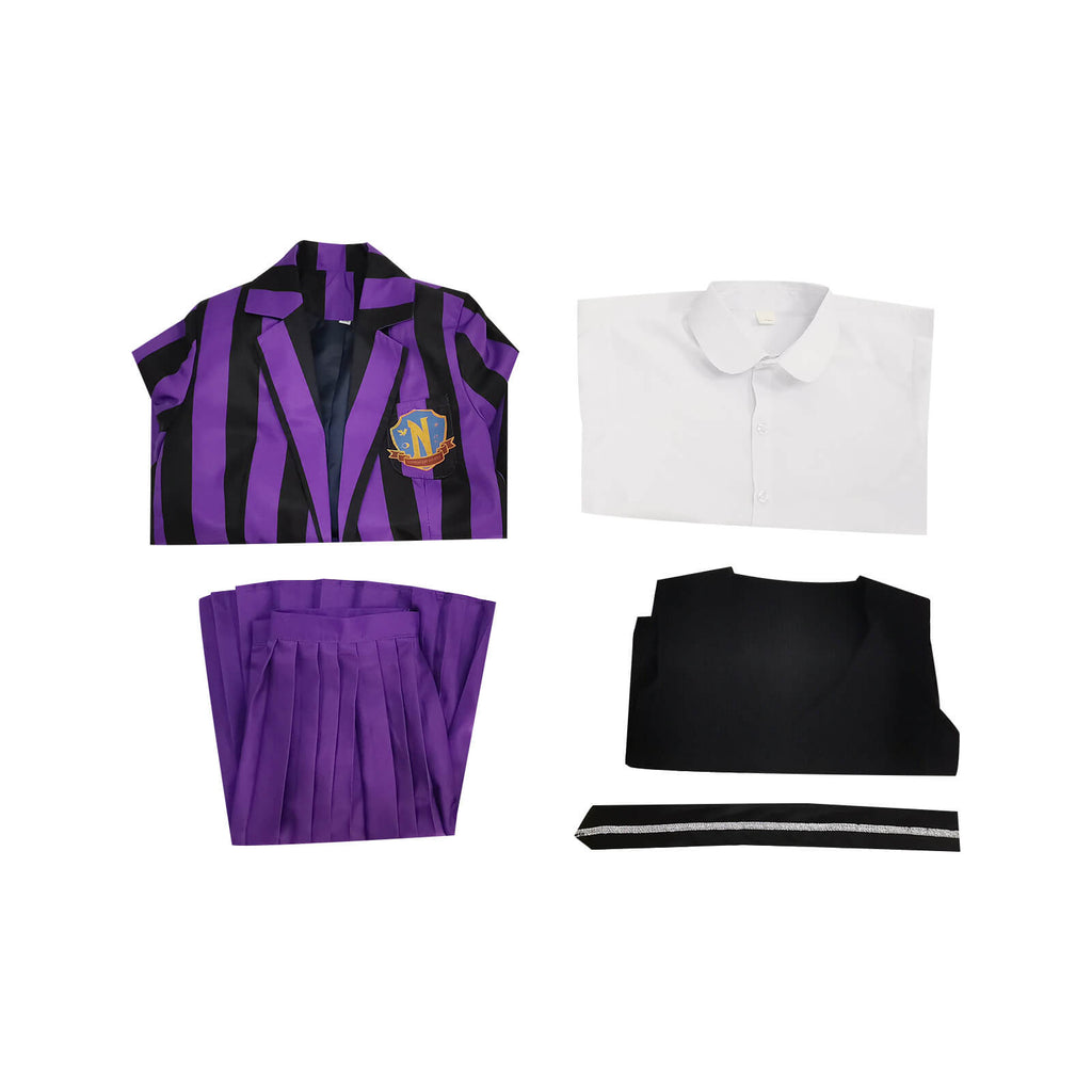 Wednesday Addams Enid Cosplay Nevermore Academy Purple School Uniform Costume Kids