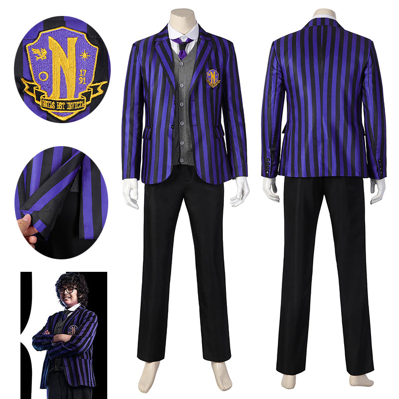 TV Wednesday Addams Nevermore Academy School Uniform Eugene Otinger Cosplay Costume Halloween Outfit