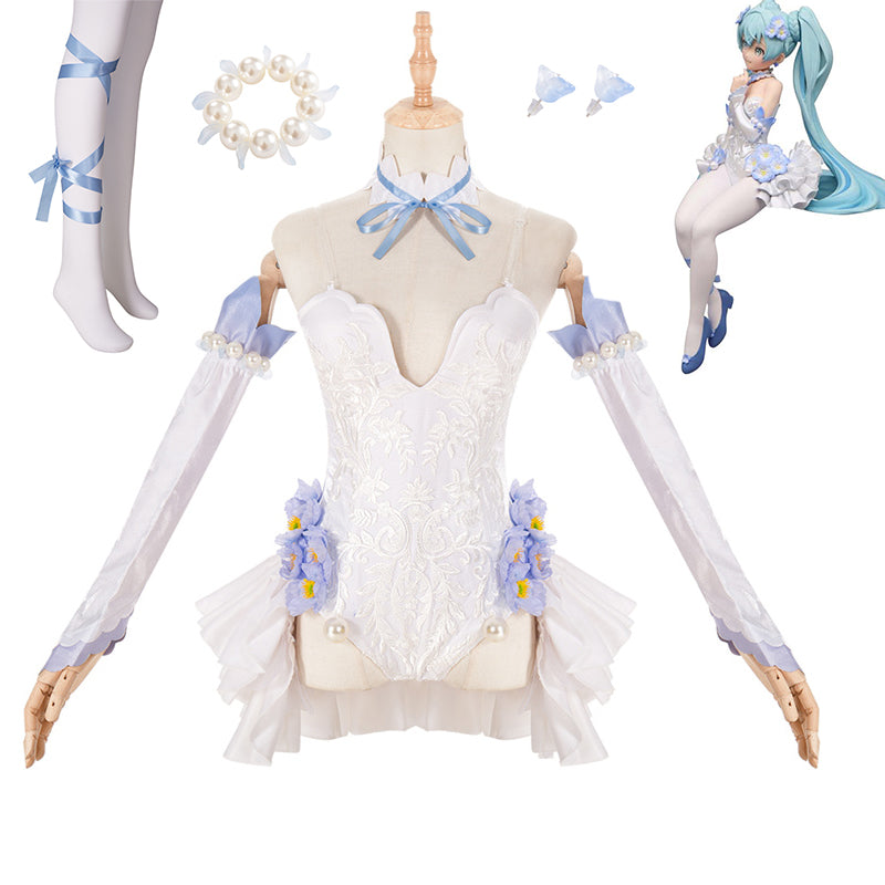 Vocaloid Hatsune Miku Flower Fairy Nemophila Cosplay Costume Anime Miku Sexy Elf Dress