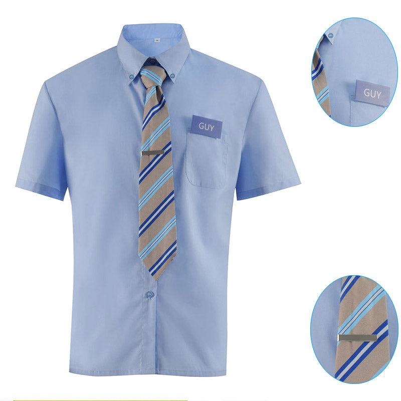 Free Guy Cosplay Ryan Reynolds Guy Costume Blue Shirt Tie ACcosplay