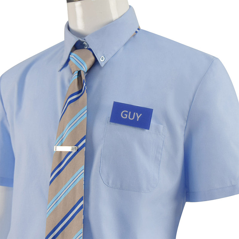 Free Guy Cosplay Ryan Reynolds Guy Costume Blue Shirt Tie ACcosplay
