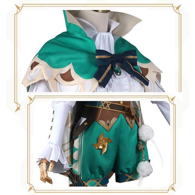 Genshin Impact Cosplay Venti Cosplay Costume Gradient Full Set Green Suit