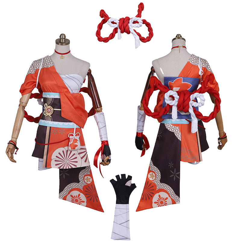 Genshin Impact Yoimiya Cosplay Costume Game Kimono Full Set