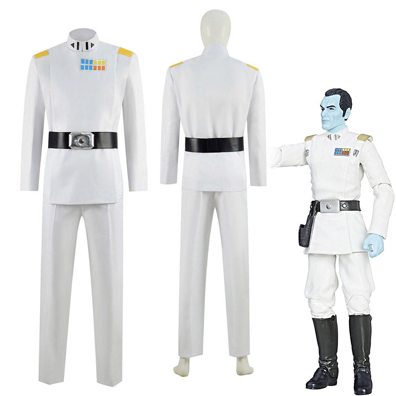 Star Wars Rebels Grand Admiral Thrawn Cosplay Costume White Soldier Uniform Halloween Carnival Suit
