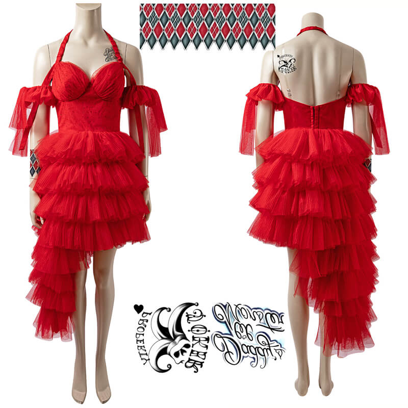 harley quinn red dress Harley Quinn Red Dress The Suicide Squad 2 Cosplay Costumes 2021 Plus Size, L