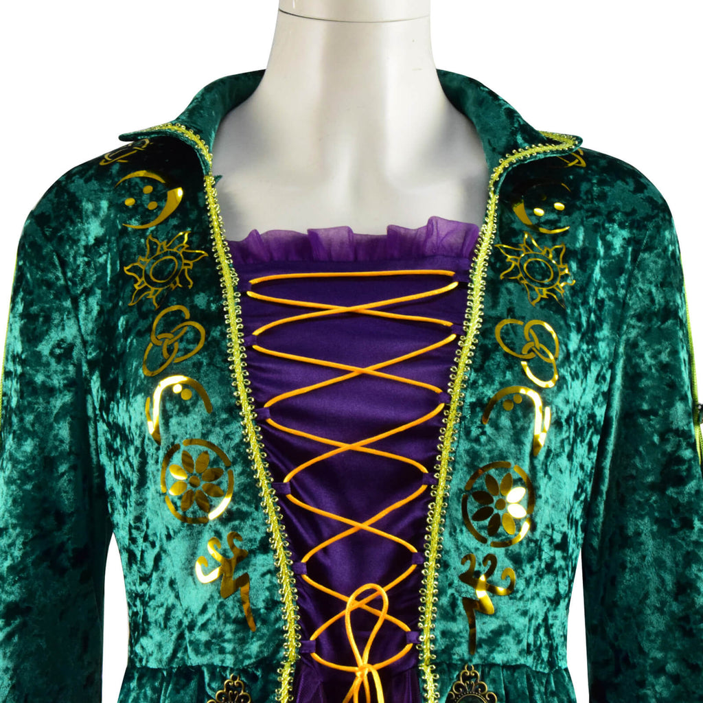 Hocus Pocus Winifred Sanderson Halloween Dress Suit Cosplay Costume Outfit with Wig