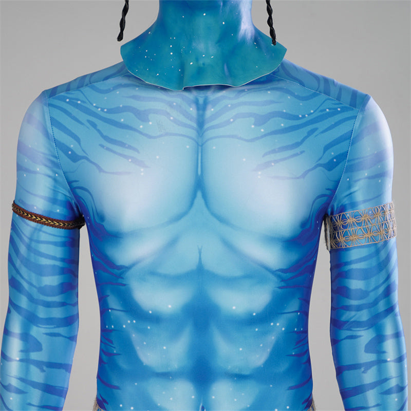 2022 Avatar 2 The Way of Water Jake Sully Cosplay Costume Blue Jumpsuit