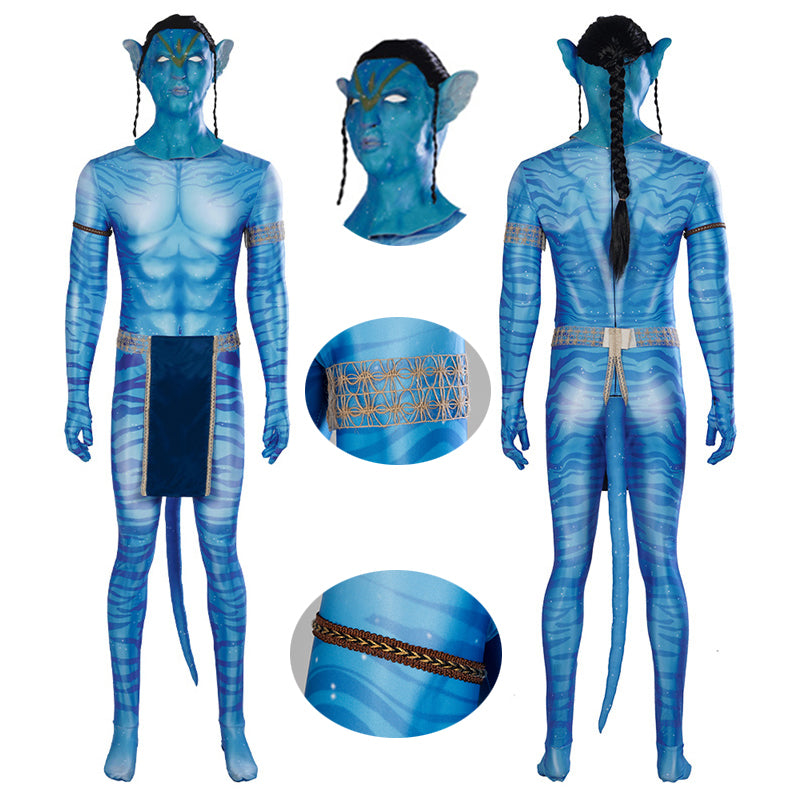2022 Avatar 2 The Way of Water Jake Sully Cosplay Costume Blue Jumpsui ...