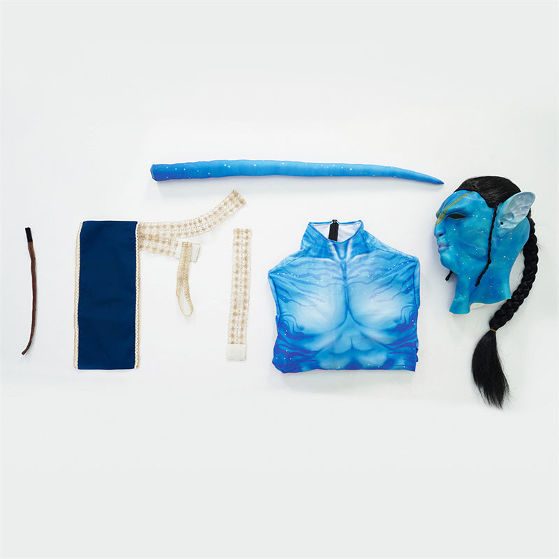 2022 Avatar 2 The Way of Water Jake Sully Cosplay Costume Blue Jumpsuit