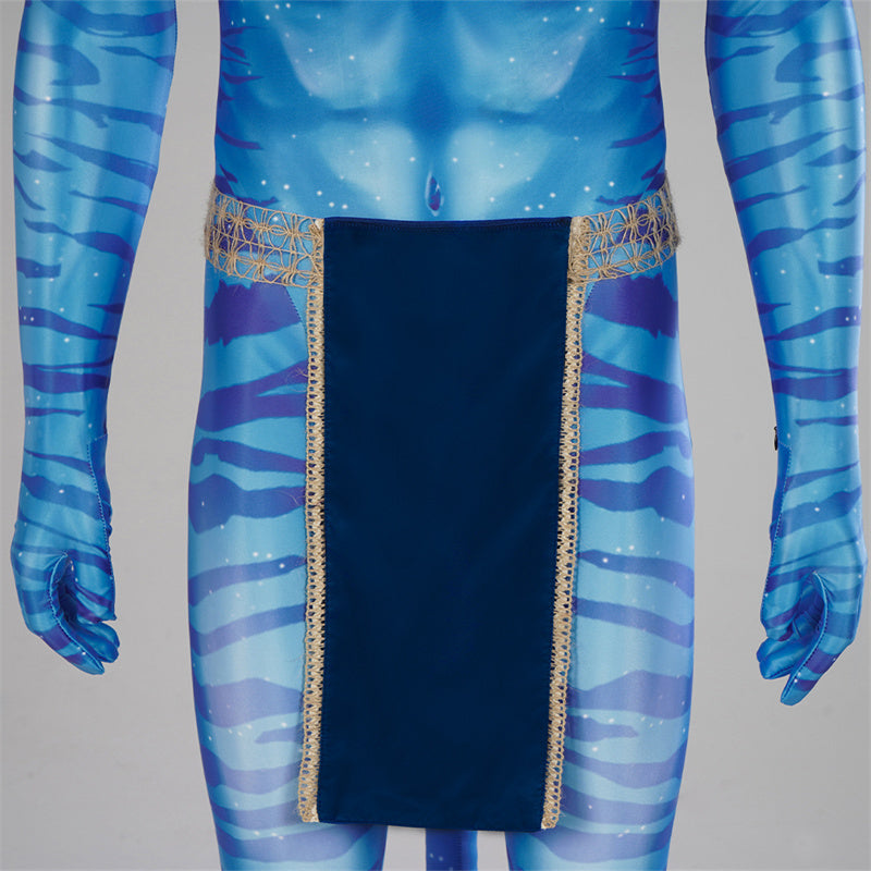 2022 Avatar 2 The Way of Water Jake Sully Cosplay Costume Blue Jumpsuit