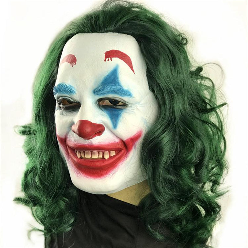 Joker Clown Mask Dark Knight Hair Face Mask Latex Joker Mask Halloween Cosplay Mask