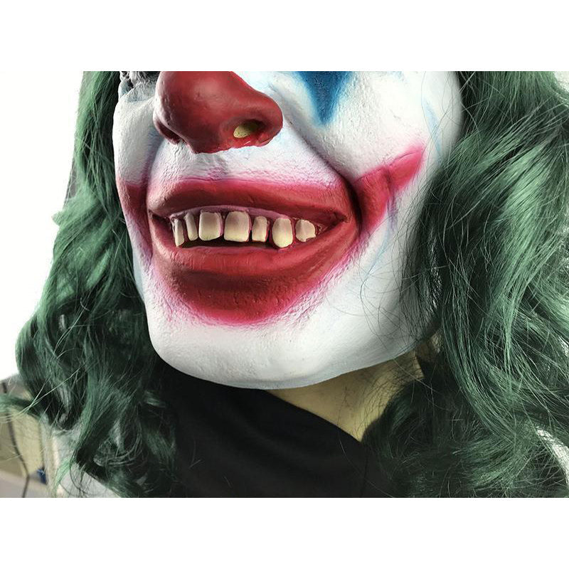 Joker Clown Mask Dark Knight Hair Face Mask Latex Joker Mask Halloween Cosplay Mask