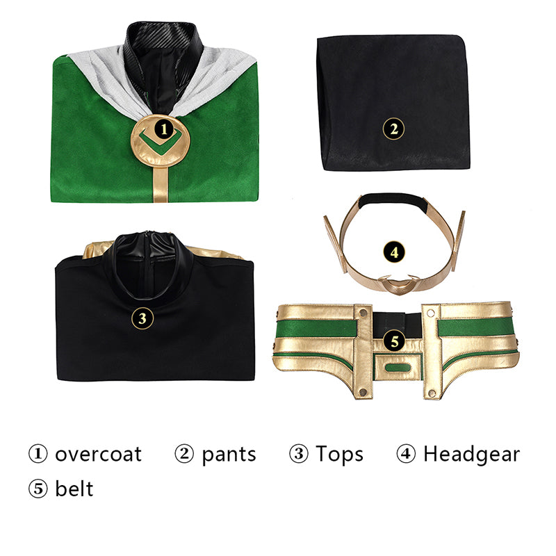 Kid Loki Cosplay Costume Superhero Green Suit Halloween Outfit