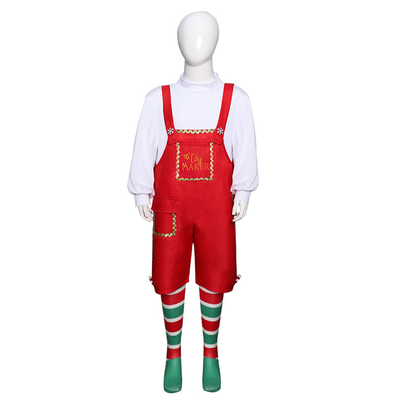 Kids Christmas Costume Christmas Elf Performance Outfit Halloween Party Suit