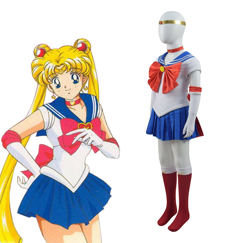 Kids Sailor Moon Costume Usagi Tsukino Cosplay Cute Dress Halloween Outfit