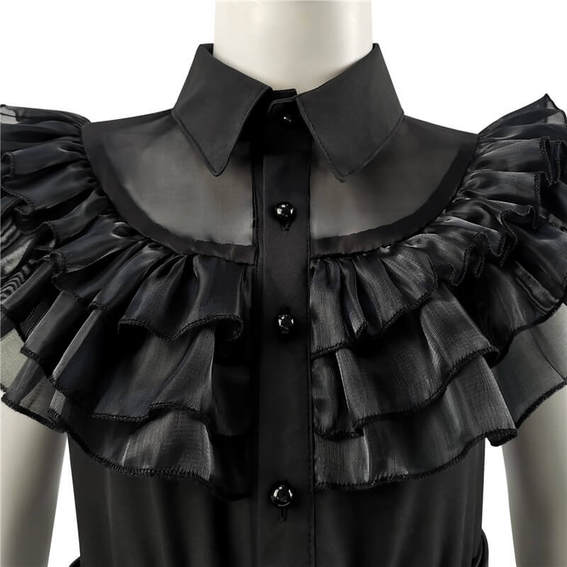 Kids Girls Wednesday Black Dress 2022 Wednesday Addams Raven Dance Dress Cosplay Costumes ACcosplay