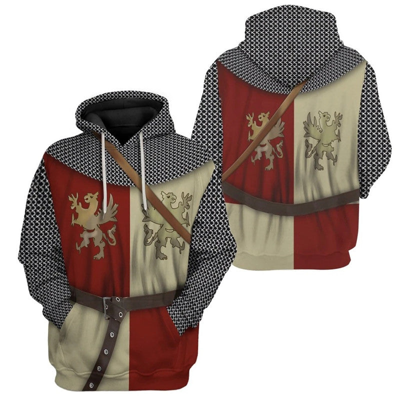 Knights Templar Hoodie Medieval Armor Crusader Cross 3D Hooded Jacket ...