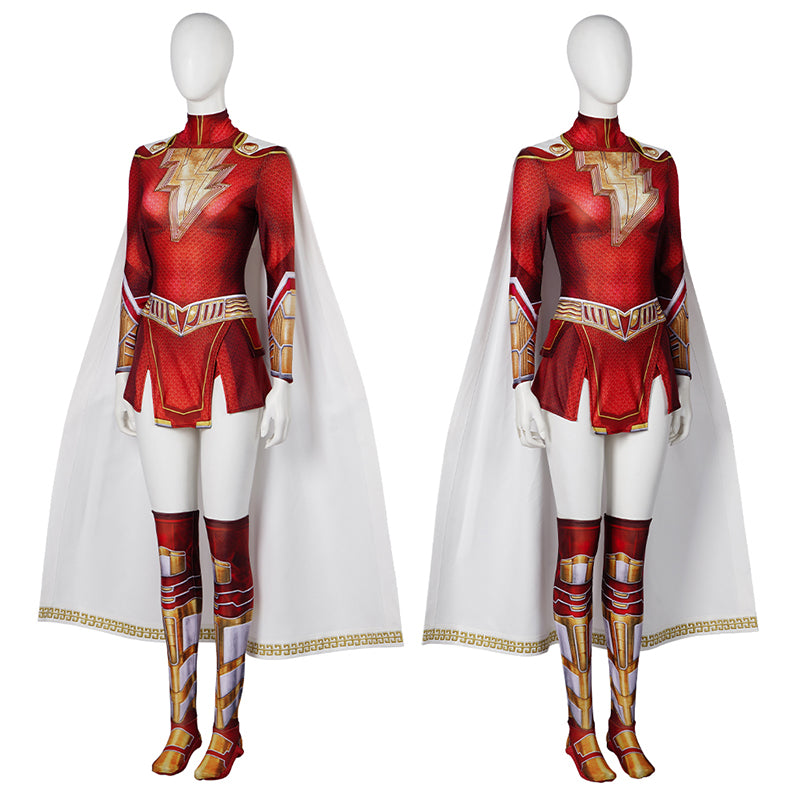 Shazam 2 Mary Cosplay Costume Supergirl Lady Shazam Jumpsuit Cape