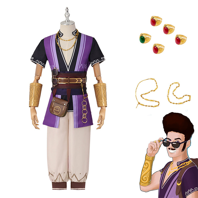 Genshin Impact Liben Cosplay Costume Gameplay NPC Genshin Purple Suit