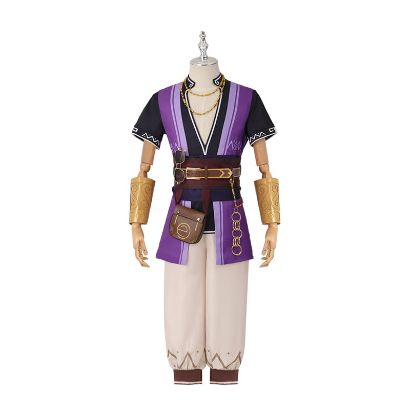 Genshin Impact Liben Cosplay Costume Gameplay NPC Genshin Purple Suit