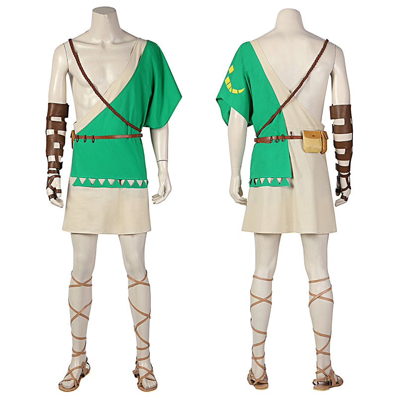 Link Costume The Legend of Zelda: Breath of The Wild 2 Cosplay Green Battle Suit