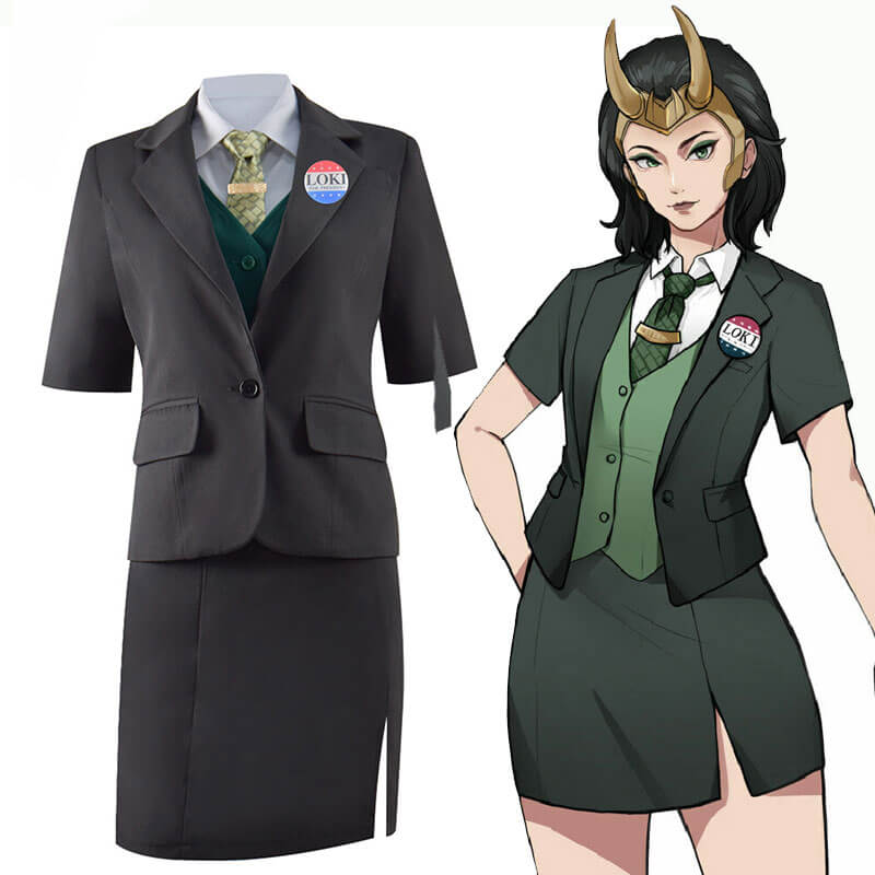 2021 Lady Loki Costume Female Loki Skirt Cosplay Costume Uniform for Sale