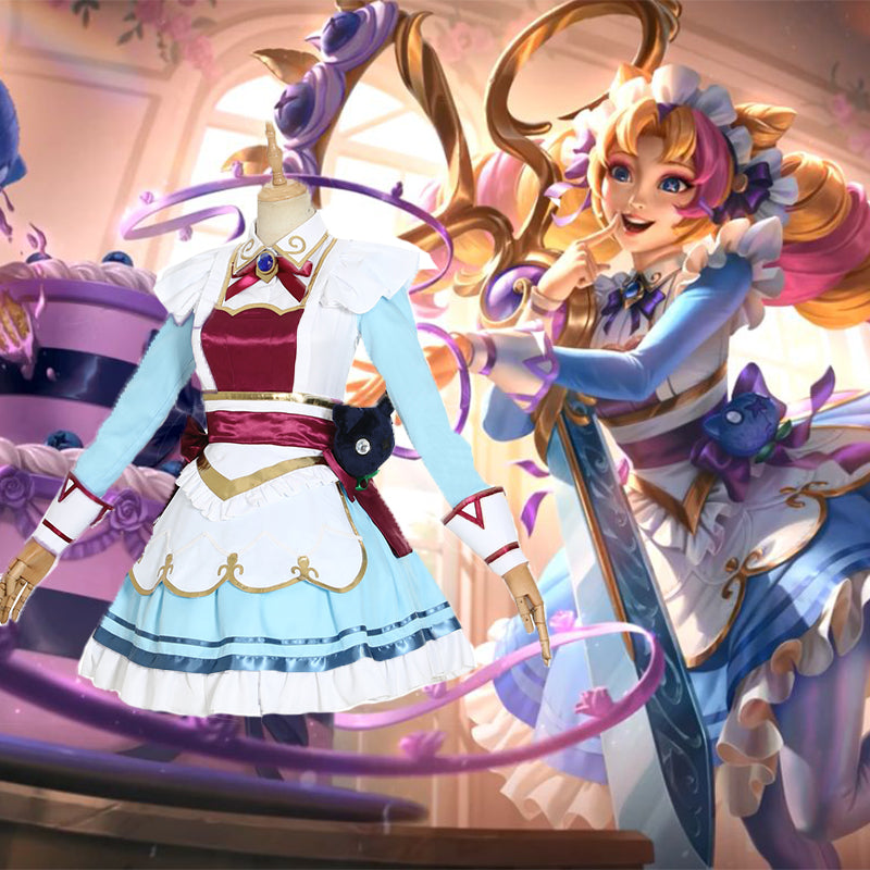 League of Legends Cosplay LOL Gwen Cosplay Cafe Cutie Costume Maid Lolita Dress