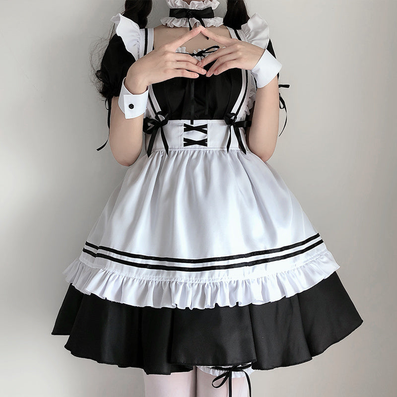 Lolita Maid Dress Cosplay Costume Maid Outfit Cosplay Gothic Dress Women, M Lolita Maid Dress Cosplay Costume Maid Outfit Cosplay Gothic Dress Women, M