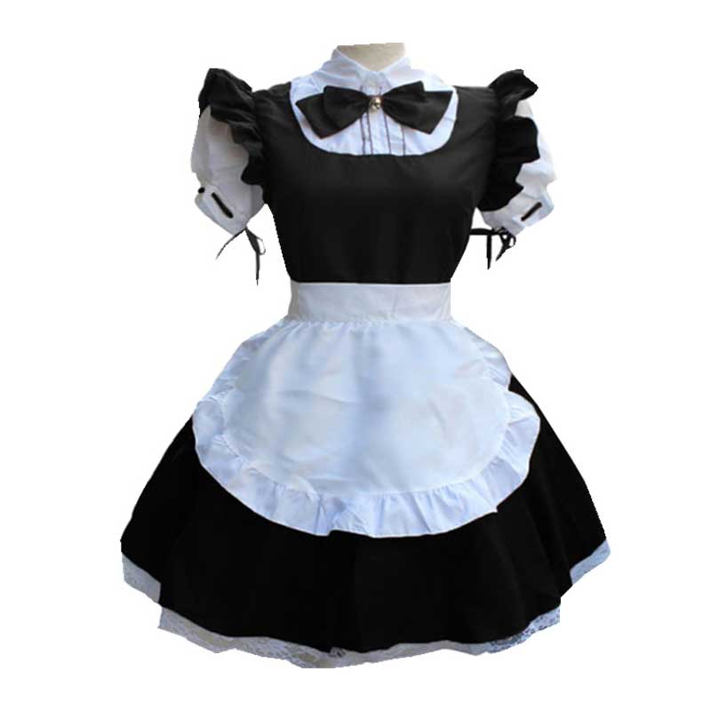 Maid Dress Women French Apron Maid Costume Cute Short Sleeve Lolita Dress, L Maid Dress Women French Apron Maid Costume Cute Short Sleeve Lolita Dress, L