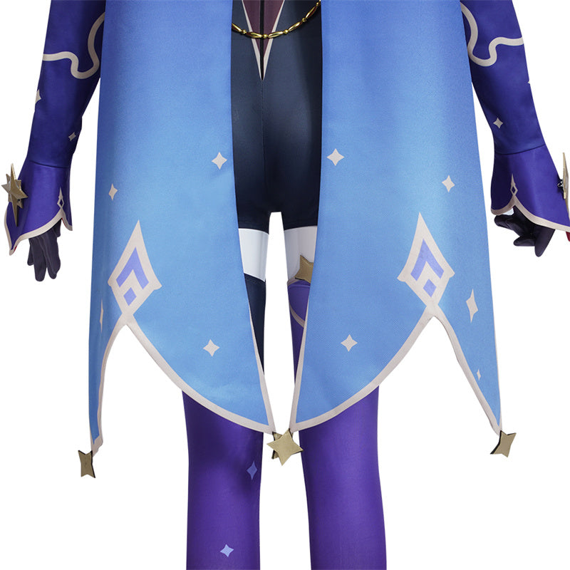 Genshin Impact Mona Megistus Cosplay Costume Anime Astrologist Purple Uniform Halloween Party Dress