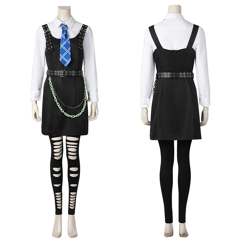 Monster High Live Action Drama Frankie Stein Cosplay Costume Black Dress Halloween Outfits