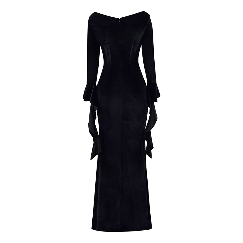 The Addams Family Morticia Cosplay Costume Morticia Addams Black Vintage Dress Halloween Suit, XL / women The Addams Family Morticia Cosplay Costume Morticia Addams Black Vintage Dress Halloween Suit, XL / women