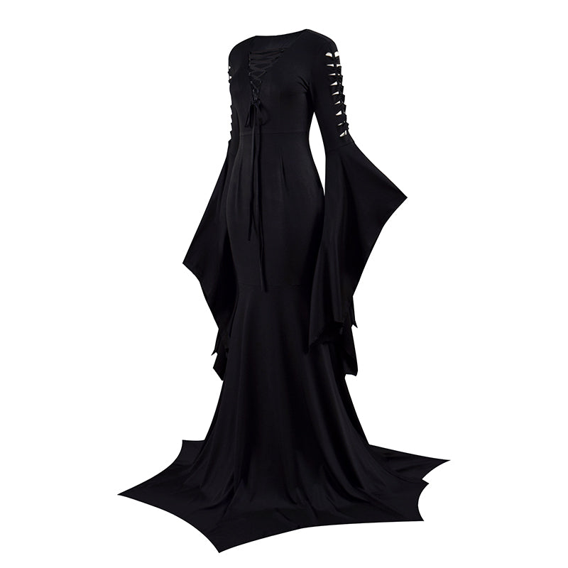 Wednesday Addams Morticia Addams Black Dress Punk & Gothic Medieval Floor Length Masquerade Women's Costume Vintage Cosplay Party Evening Long Sleeve Wednesday Addams Morticia Addams Black Dress Punk & Gothic Medieval Floor Length Masquerade Women's Costume Vintage Cosplay Party Evening Long Sleeve