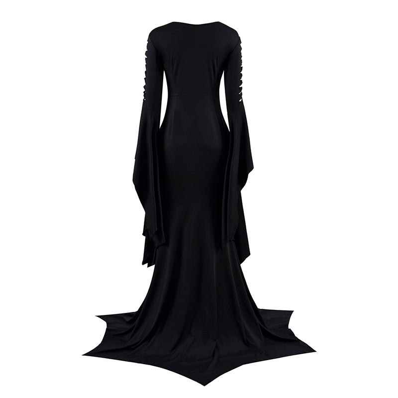 Wednesday Addams Morticia Addams Black Dress Punk & Gothic Medieval Floor Length Masquerade Women's Costume Vintage Cosplay Party Evening Long Sleeve Wednesday Addams Morticia Addams Black Dress Punk & Gothic Medieval Floor Length Masquerade Women's Costume Vintage Cosplay Party Evening Long Sleeve