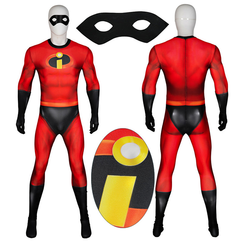 Mr.Incredible Costume Superhero The Incredibles 2 Bob Parr Cosplay Jumpsuit Mask