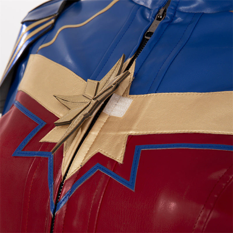 Ms. Marvel Kamala Khan Cosplay Costume Supergirl Jumpsuit Captain Suit With Helmet Boots