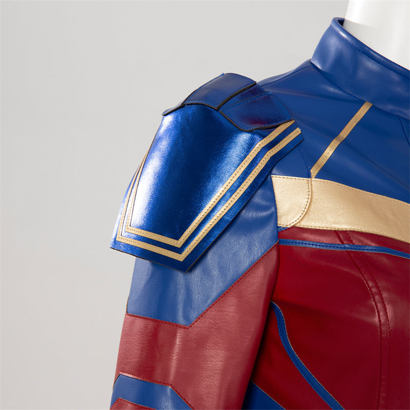 Ms. Marvel Kamala Khan Cosplay Costume Supergirl Jumpsuit Captain Suit With Helmet Boots