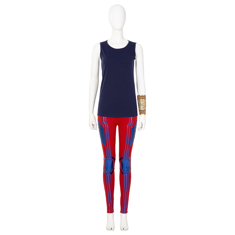 Ms. Marvel Kamala Khan Cosplay Costume Supergirl Jumpsuit Captain Suit With Helmet Boots