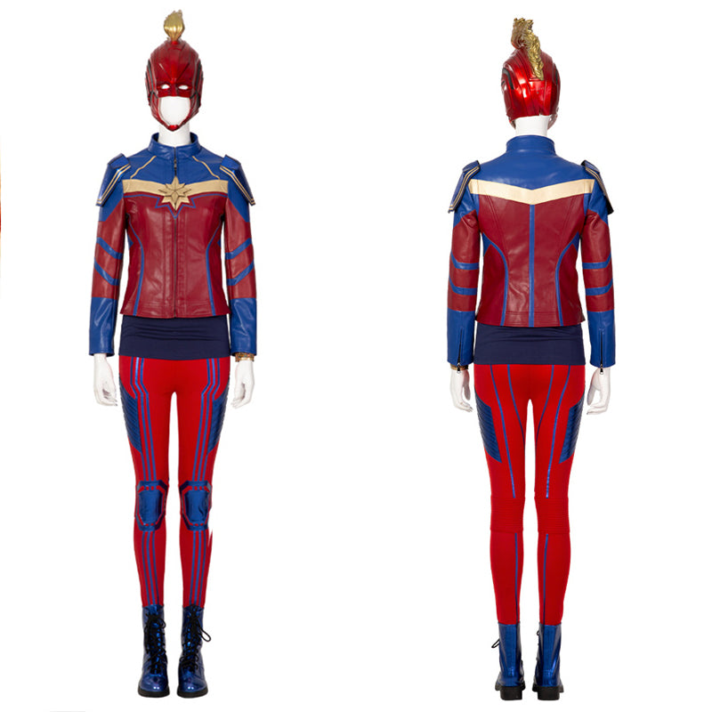Ms. Marvel Kamala Khan Cosplay Costume Supergirl Jumpsuit Captain Suit With Helmet Boots