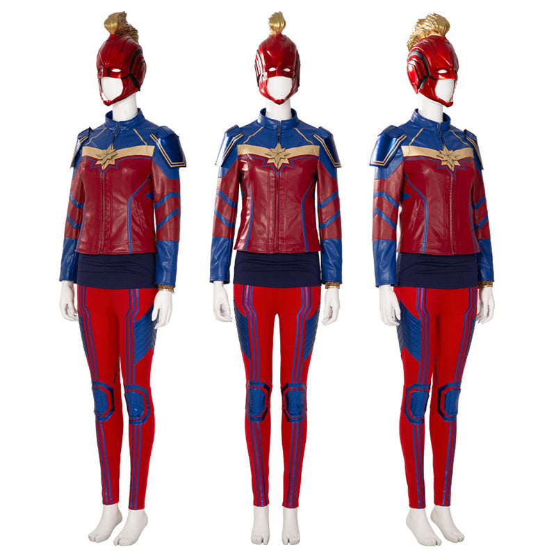 Ms. Marvel Kamala Khan Cosplay Costume Supergirl Jumpsuit Captain Suit With Helmet Boots