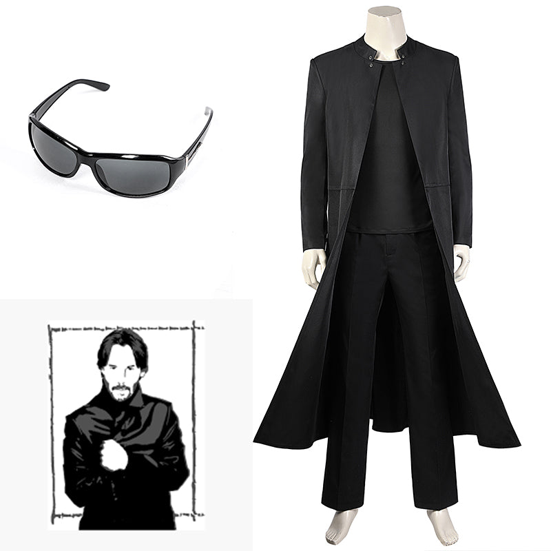 Neo The Matrix Costume The Matrix Resurrections Cosplay Black Coat Full Set
