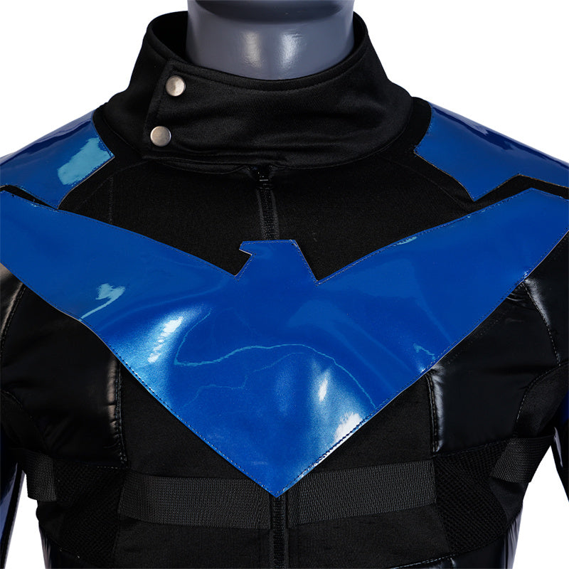 Batman Arkham City Nightwing Dick Grayson Cosplay Costume Robin Superhero Bodysuit Halloween Party Suit