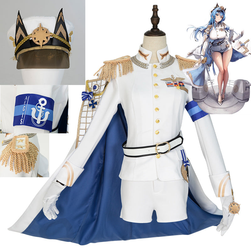 Nikke Goddess of Victory Helm Cosplay Costume Anime Navy White Uniform