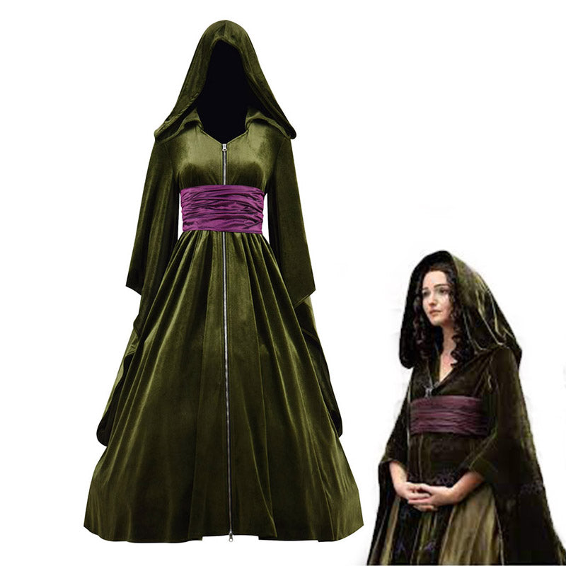 Star Wars Revenge of the Sith Padme Amidala Green Cloak Padme Velvet Dress Cosplay Costume