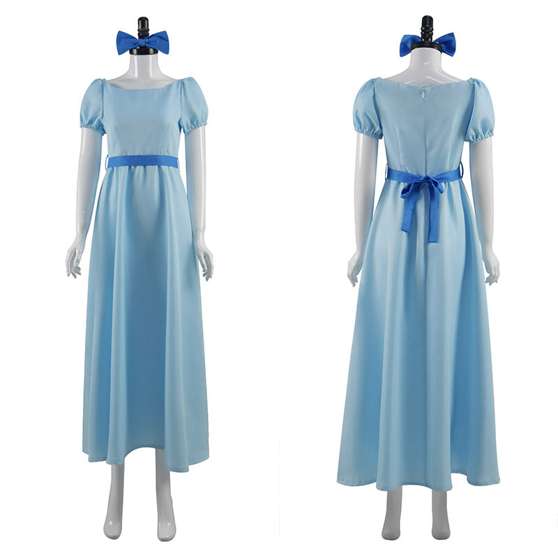 Peter Pan Wendy Darling Cosplay Costume Princess Blue Dress For Women Kids