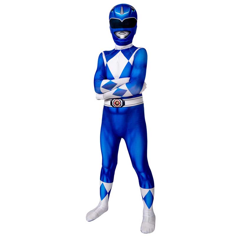 Power Rangers Blue Ranger Costume for Kids Suit Zentai Jumpsuit Hallow ...